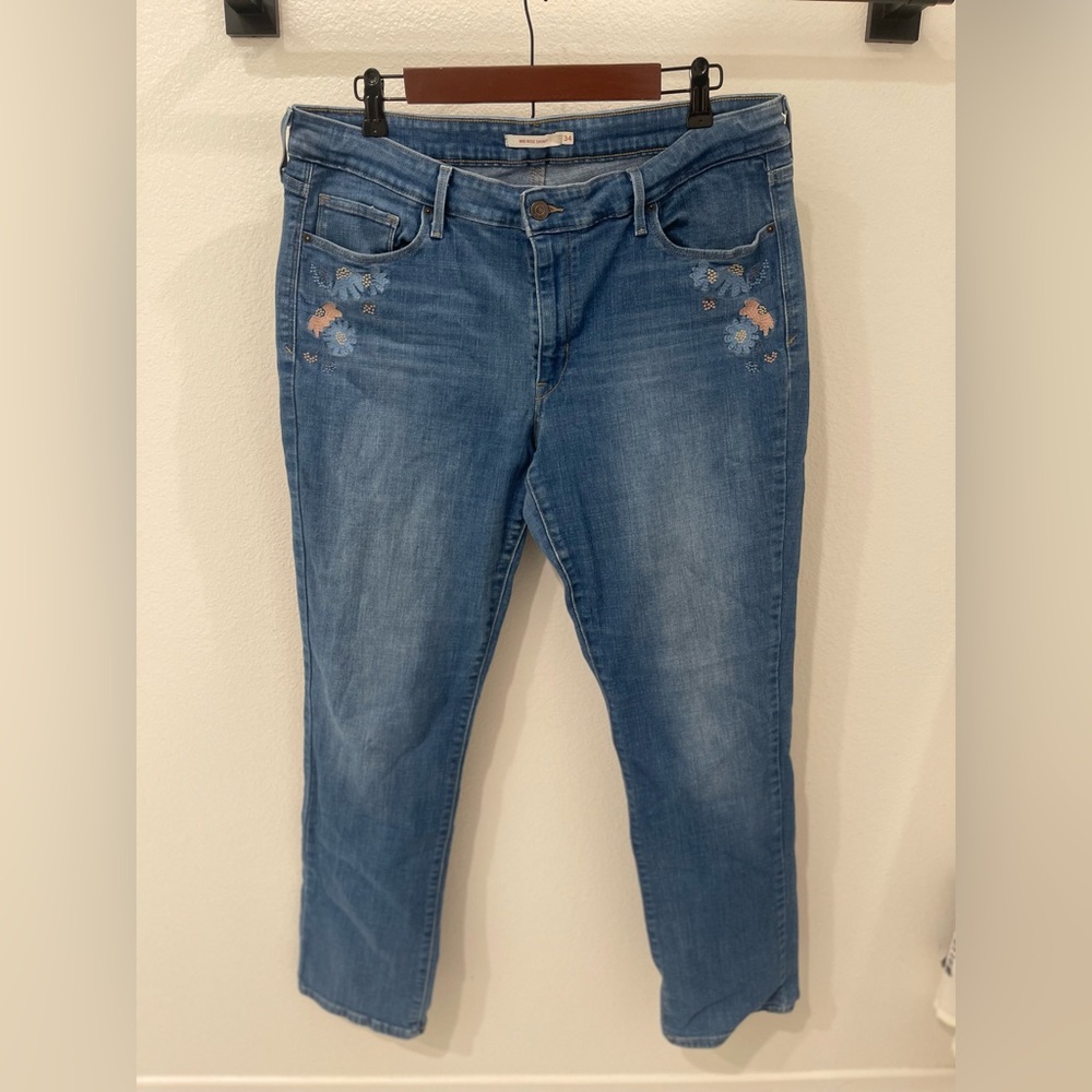 Levi’s Mid Rise Skinny Floral Embroidered Jeans 34